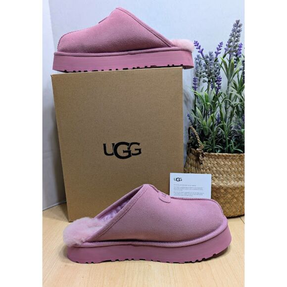 UGG Dusty Orchid Pink Discoquette Platform Suede Slide Slippers Women's 10 NIB - Picture 8 of 13